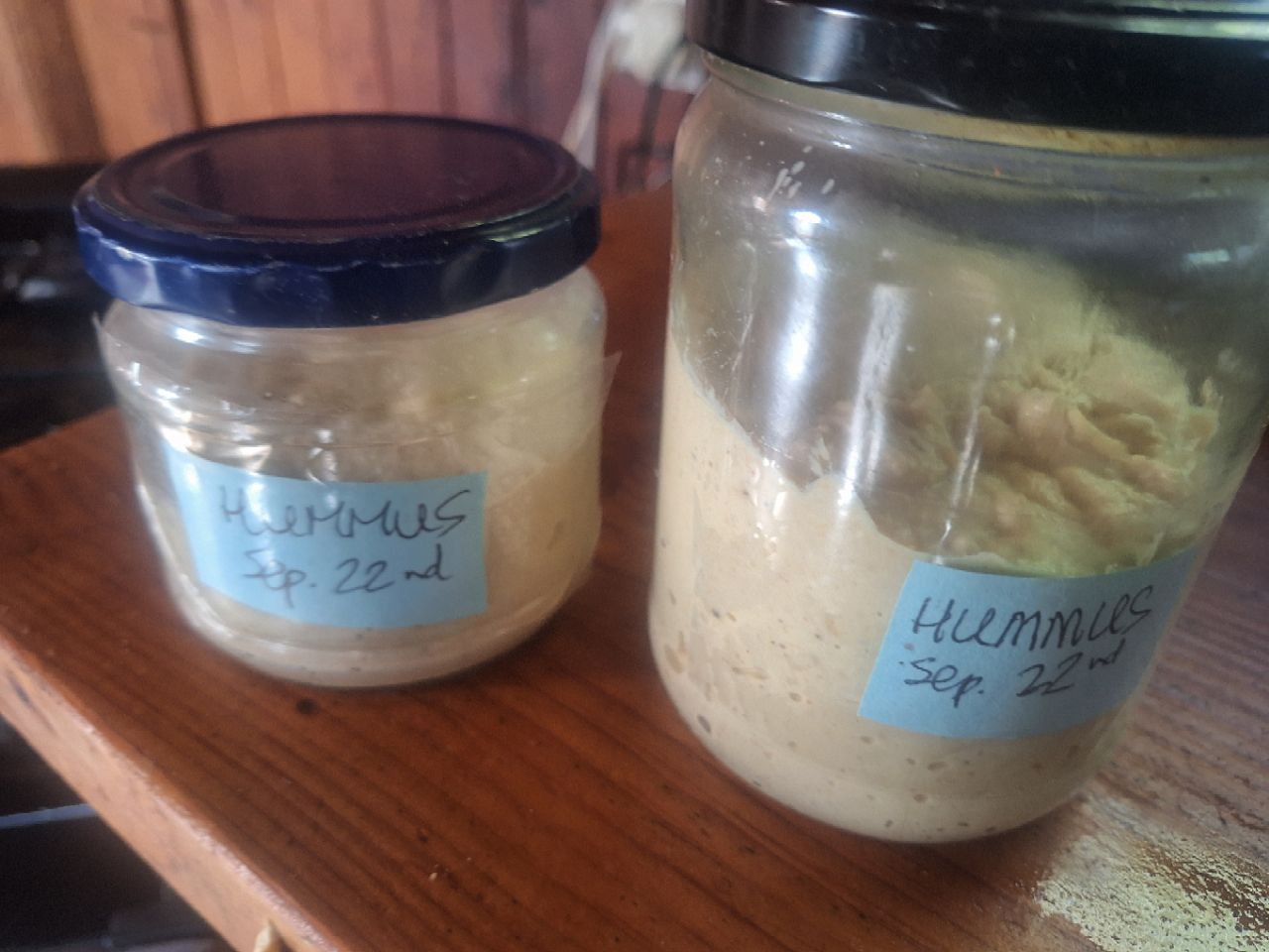 Hummus in jars